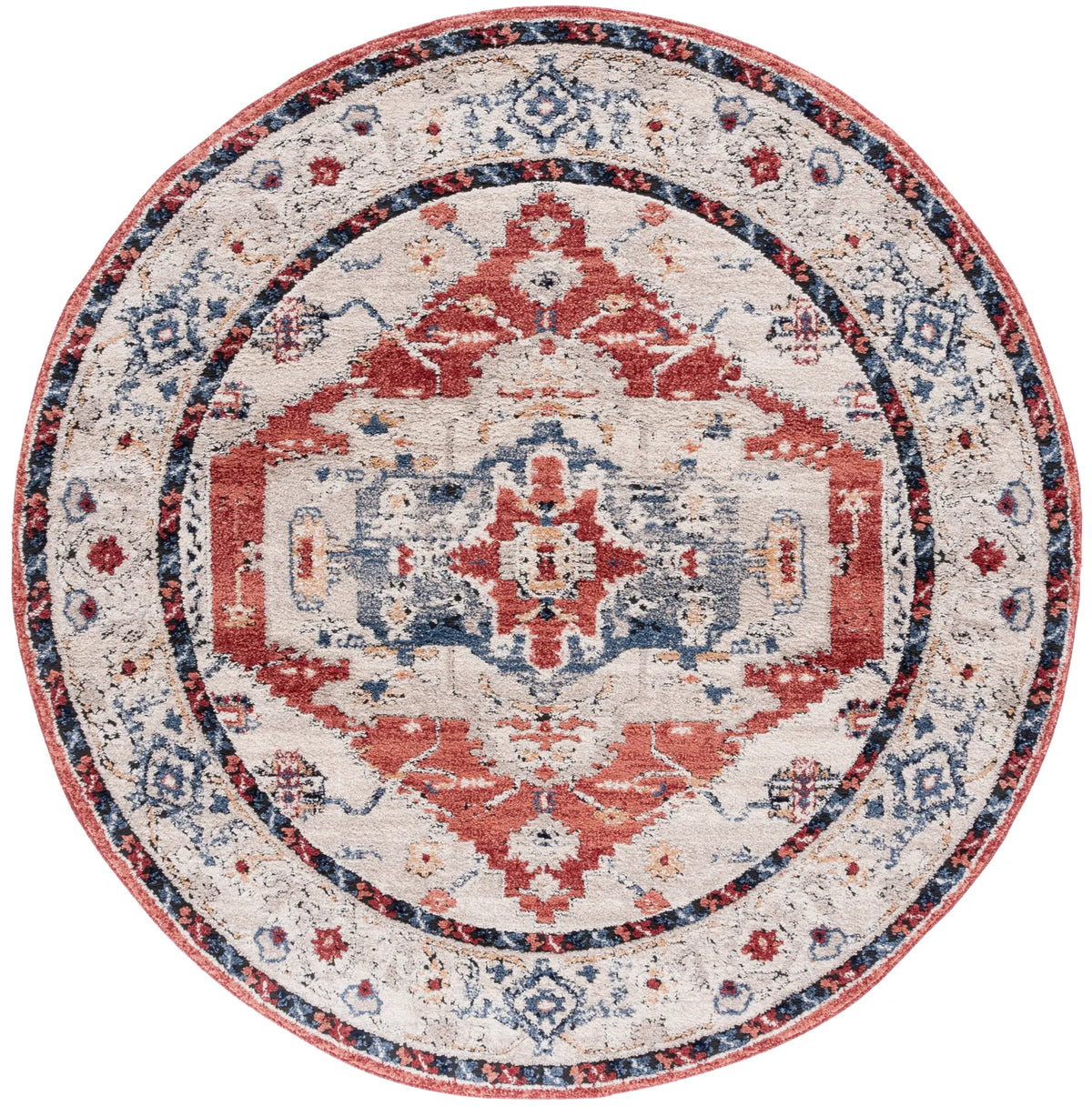 Safavieh Luna 6'-7" x 6'-7" Rug in Beige / Blue Rust