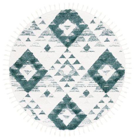 Safavieh Moroccan Tassel Shag 5'-3" x 5'-3" Rug in Green / Ivory