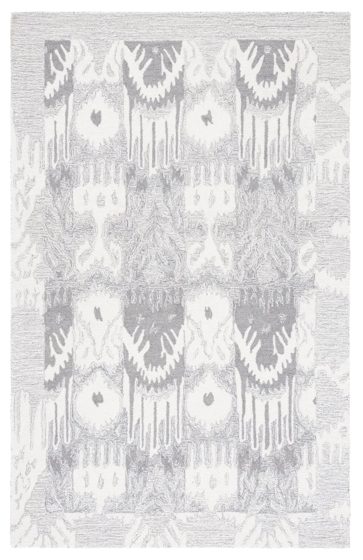 Safavieh Ikat 4'-0" x 6'-0" Rug in Light Grey / Ivory