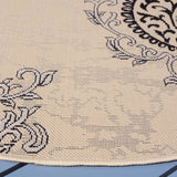 Safavieh Courtyard 5'-3" x 5'-3" Rug in Creme / Black