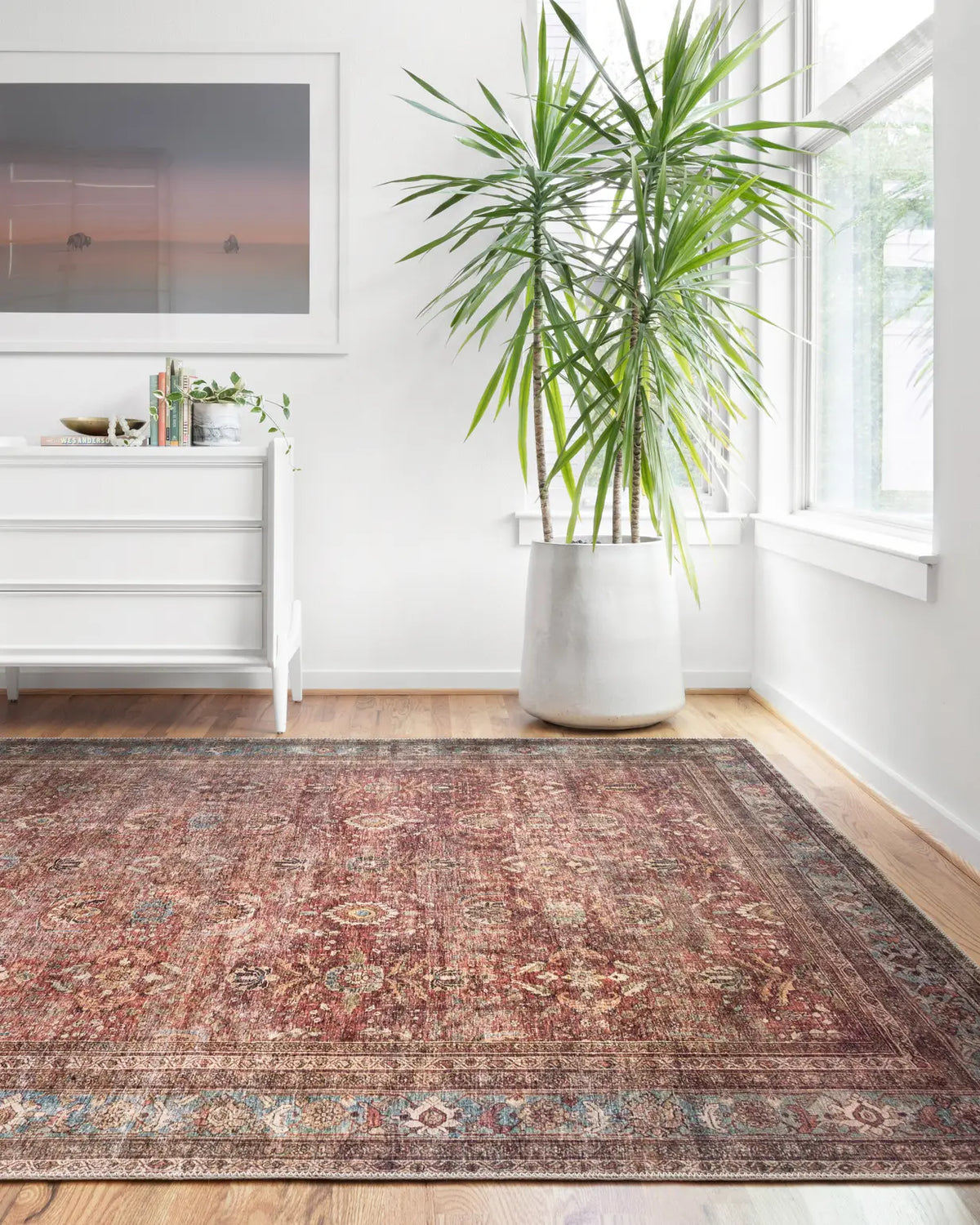 Loloi Layla Lay-01 Brick / Blue Rugs - room scene 1