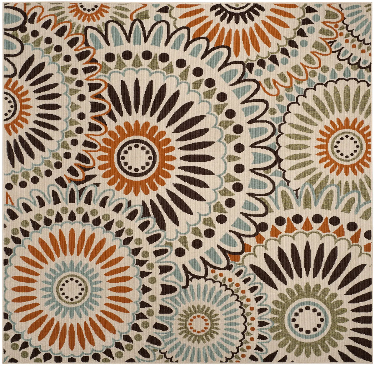 Safavieh Veranda 6'-7" x 6'-7" Rug in Cream / Chocolate