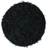 Safavieh Leather Shag 5'-0" x 5'-0" Rug in Black