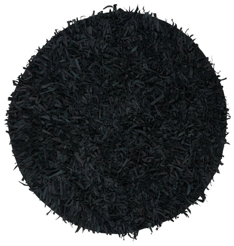Safavieh Leather Shag 5'-0" x 5'-0" Rug in Black