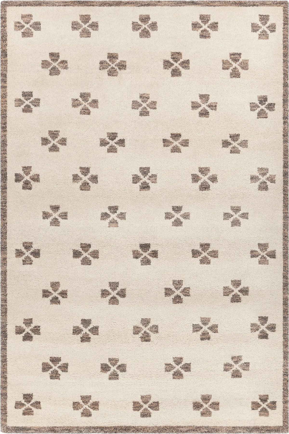Chandra Lizzie LIZ-57200 Ivory / Brown rug, flat view