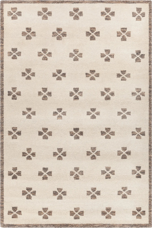 Chandra Lizzie LIZ-57200 Ivory / Brown rug, flat view
