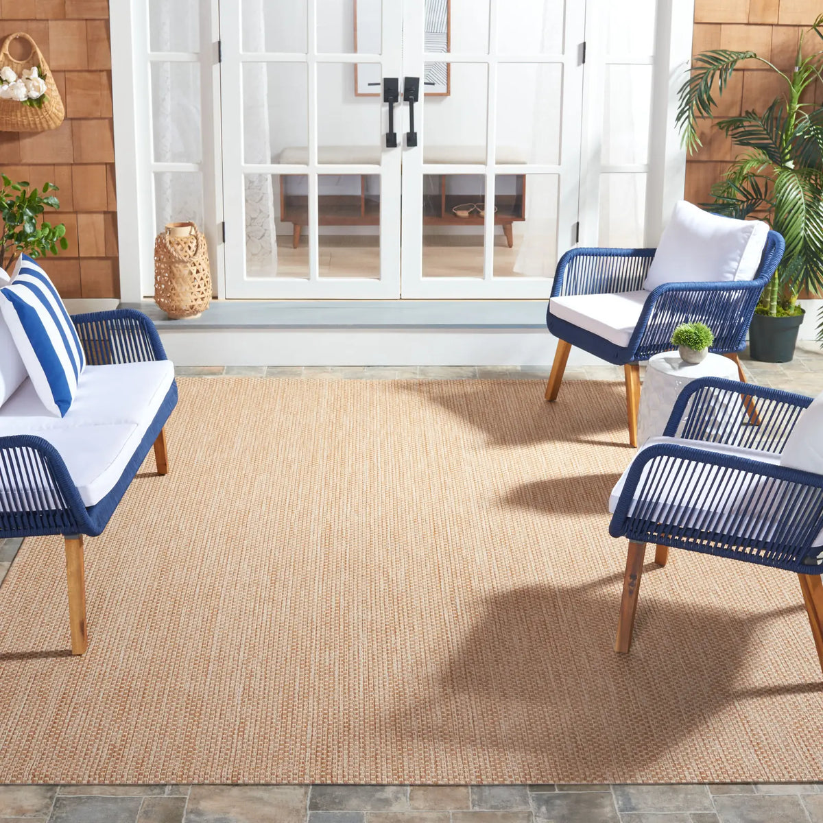 Safavieh Courtyard 10'-0" x 14'-0" Rug in Natural / Cream
