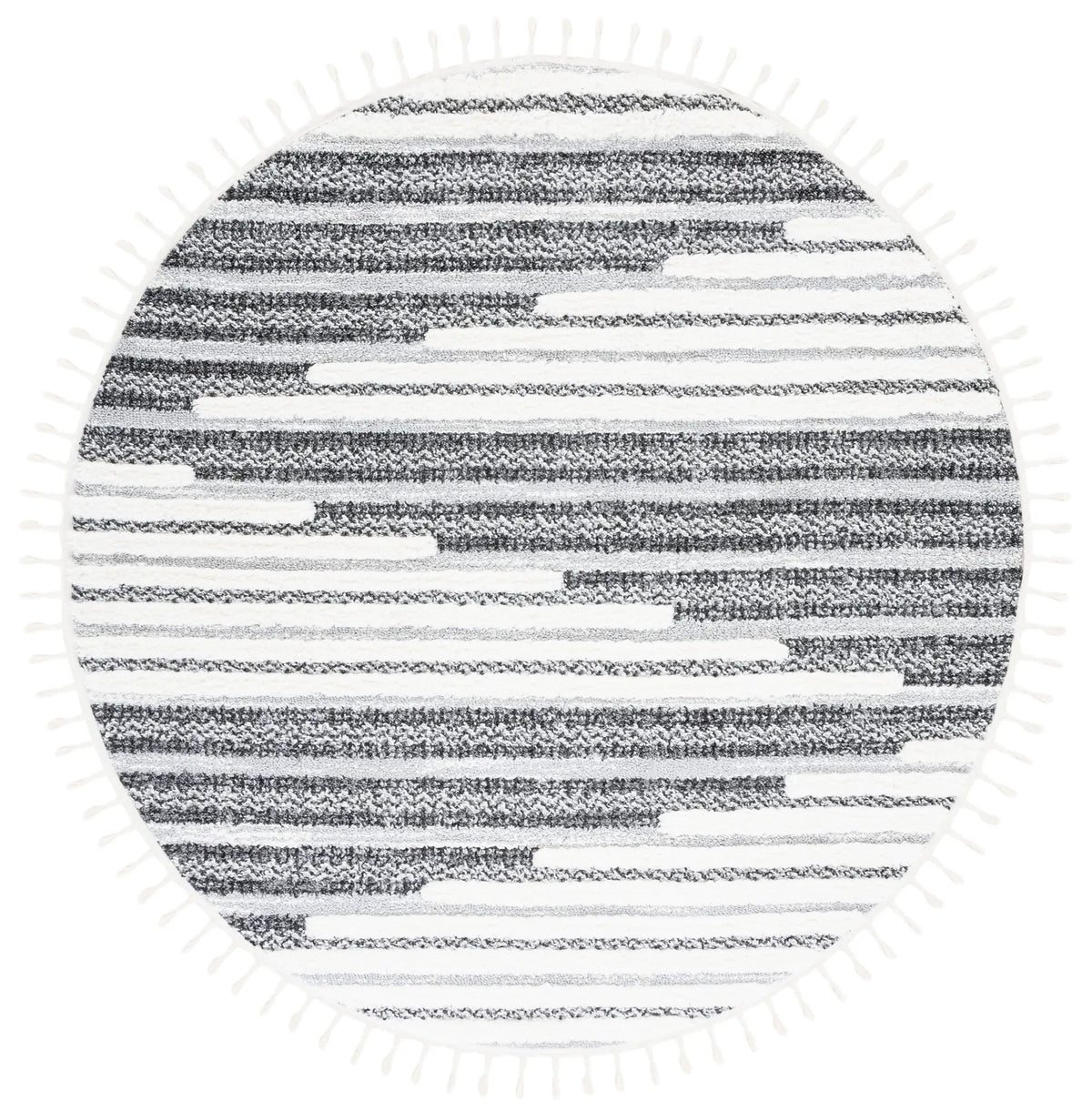 Safavieh Moroccan Tassel Shag 6'-7" x 6'-7" Rug in Dark Grey / Ivory
