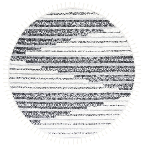 Safavieh Moroccan Tassel Shag 6'-7" x 6'-7" Rug in Dark Grey / Ivory
