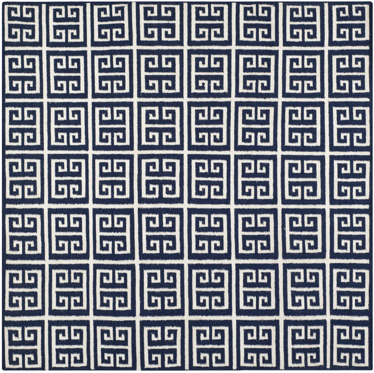 Safavieh Dhurries 7'-0" x 7'-0" Rug in Navy / Ivory