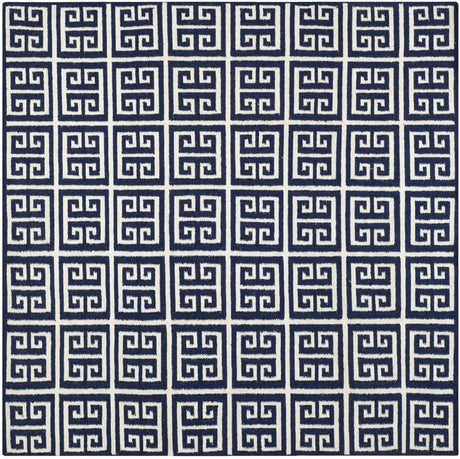 Safavieh Dhurries 7'-0" x 7'-0" Rug in Navy / Ivory