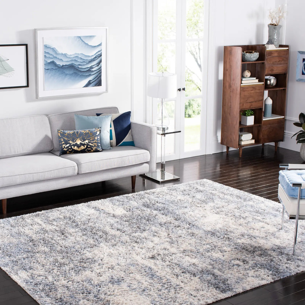 Safavieh Berber Shag 200 10'-0" x 14'-0" Rug in Ivory / Blue