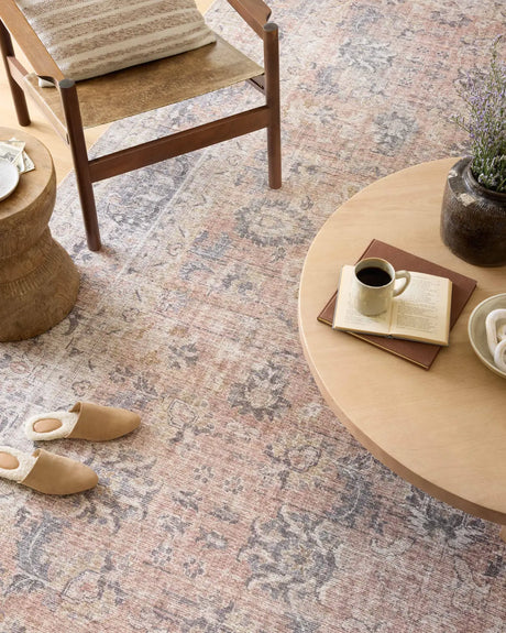 Loloi Skye Sky-01 Blush/Grey Rugs - styled aerial 1