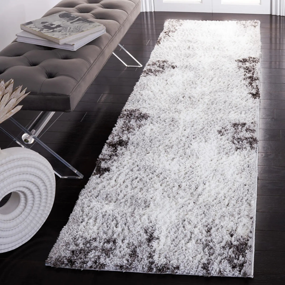 Safavieh Berber Shag 2'-3" x 8'-0" Rug in Light Grey / Dark Grey
