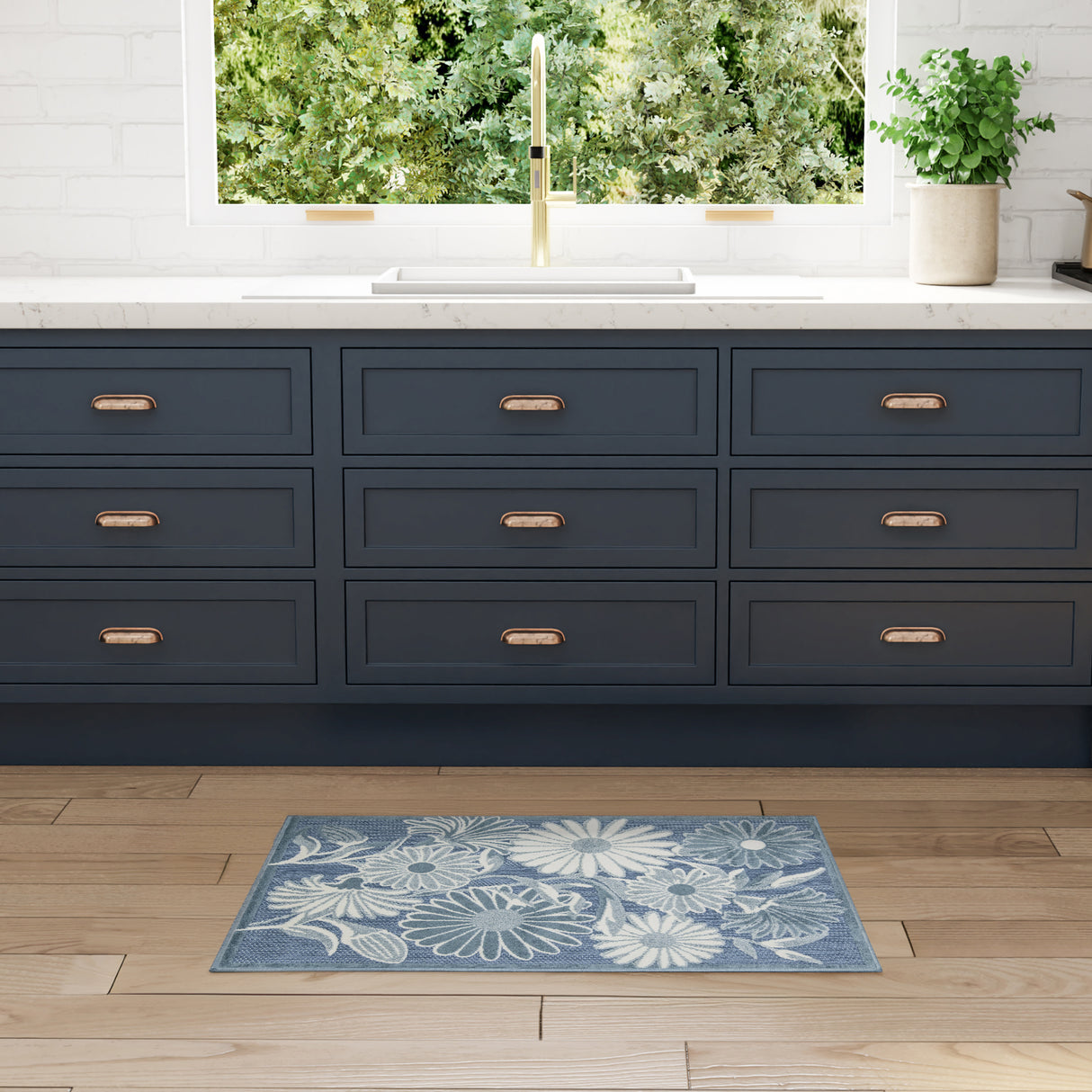 Nourison Aloha ALH33 Machine Made Blue Rug