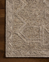 Loloi Mabel MBL-01 Traditional Hand Tufted Bark, Graphite Rug - corner on wood