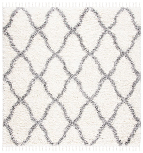 Safavieh Moroccan Tassel Shag 6'-7" x 6'-7" Rug in Ivory / Light Grey