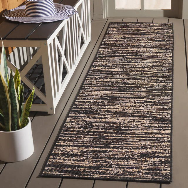 Safavieh Beach House 2'-0" x 8'-0" Rug in Black / Beige