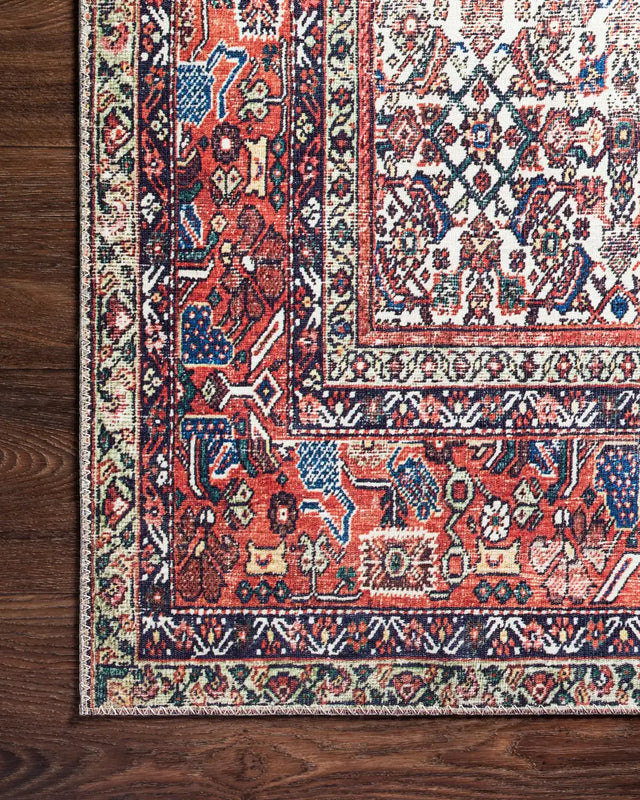 Loloi Layla Lay-12 Ivory/Brick Rugs - corner on wood