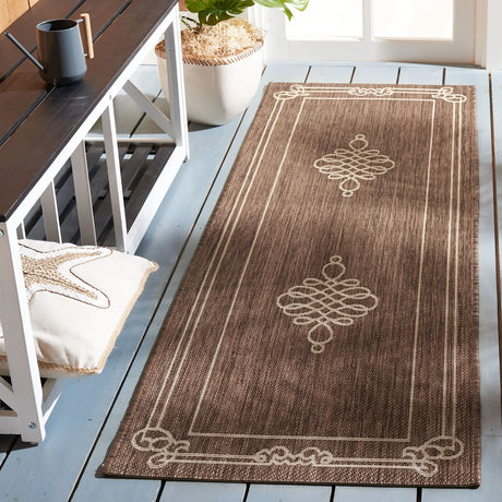Safavieh Courtyard 2'-3" x 6'-7" Rug in Chocolate / Cream