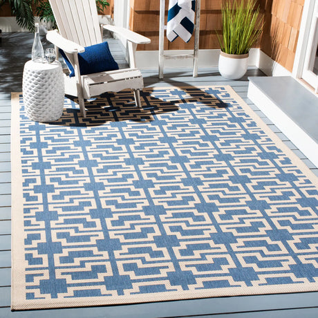 Safavieh Courtyard 6'-7" x 9'-6" Rug in Blue / Beige
