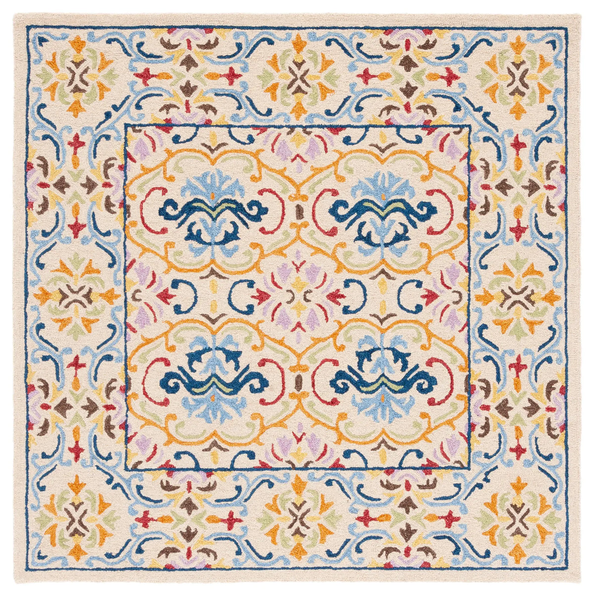 Safavieh Micro-Loop 5'-0" x 5'-0" Rug in Beige / Blue