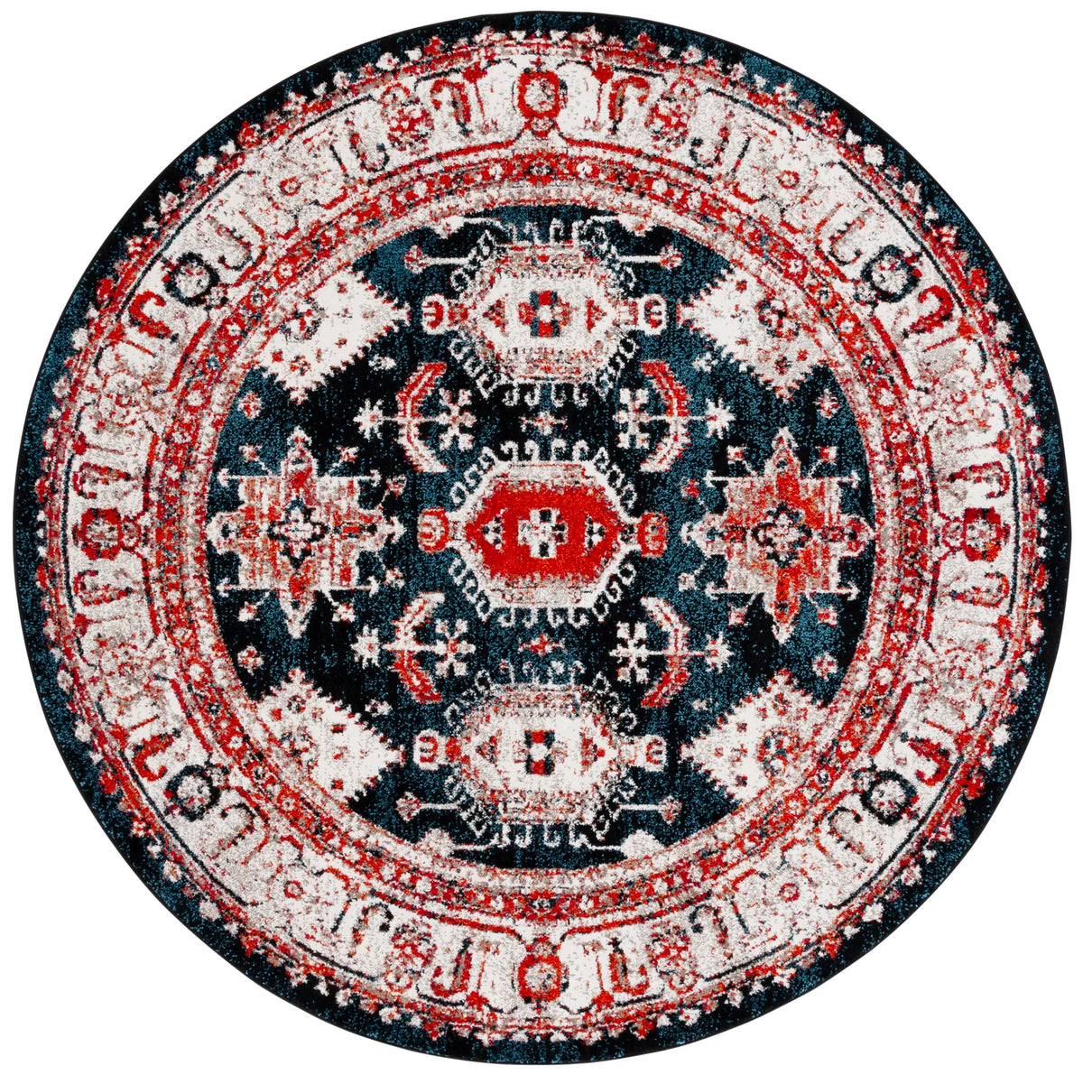 Safavieh Vintage Hamadan 6'-7" x 6'-7" Rug in Ivory / Blue