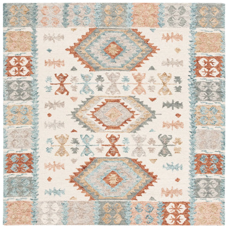 Safavieh Micro-Loop 6'-0" x 6'-0" Rug in Ivory / Blue