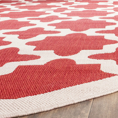 Safavieh Courtyard 7'-10" x 7'-10" Rug in Red / Bone