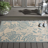 Safavieh Courtyard 2'-7" x 5'-0" Rug in Cream / Aqua