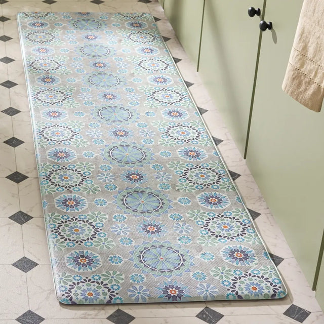 Safavieh Kitchen Mat 500 1'-6" x 5'-0" Rug in Ivory / Blue
