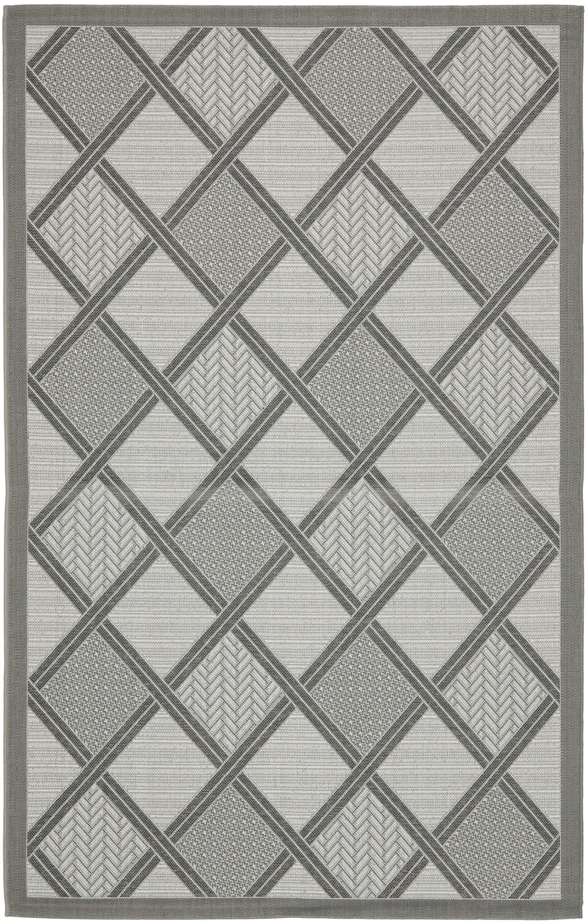 Safavieh Courtyard 4'-0" x 5'-7" Rug in Anthracite / Light Grey