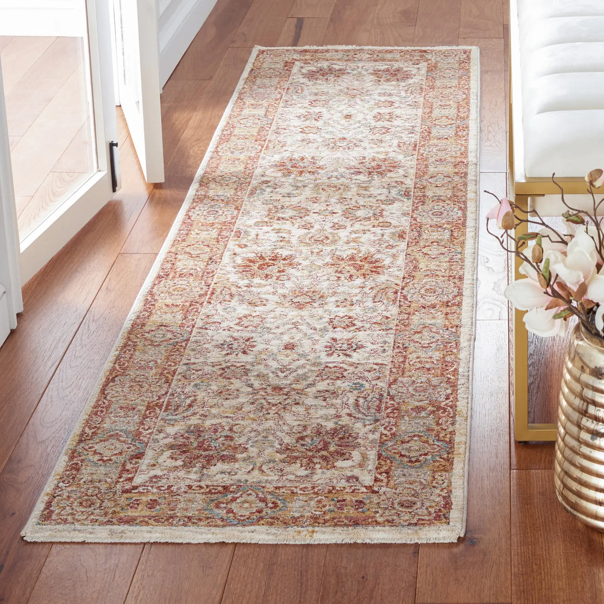 Safavieh Valencia 2'-0" x 8'-0" Rug in Ivory / Rust