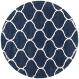 Safavieh Hudson Shag 7'-0" x 7'-0" Rug in Navy / Ivory