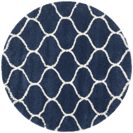 Safavieh Hudson Shag 7'-0" x 7'-0" Rug in Navy / Ivory