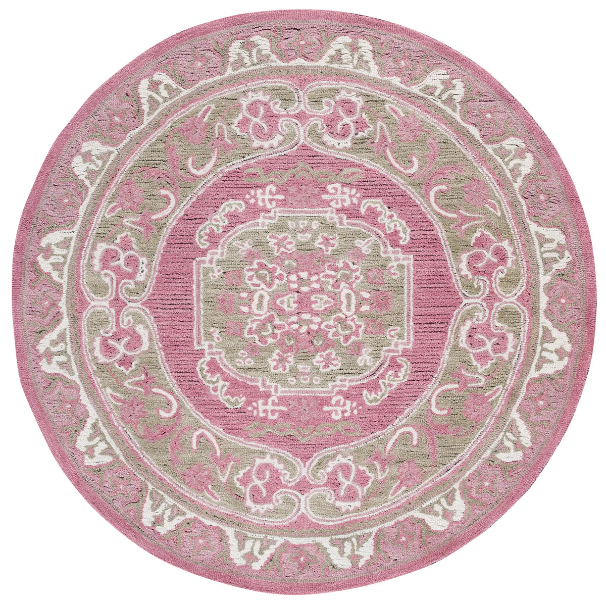 Safavieh Savonnerie 6'-0" x 6'-0" Rug in Olive / Pink