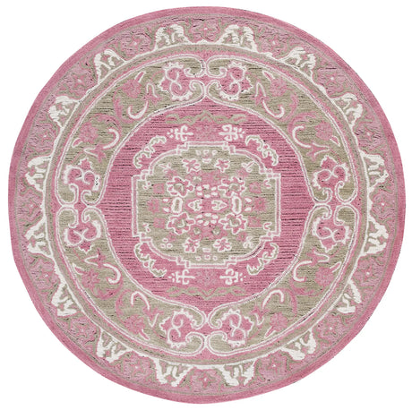 Safavieh Savonnerie 6'-0" x 6'-0" Rug in Olive / Pink