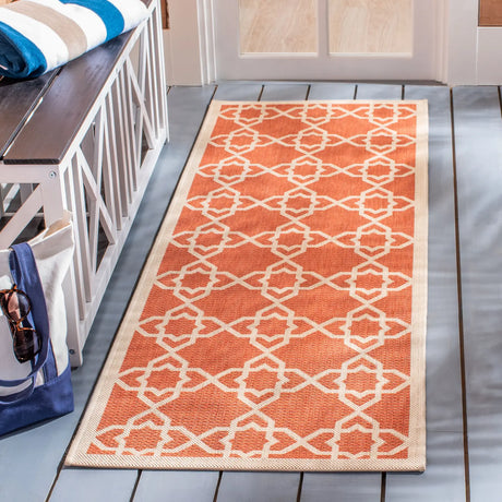 Safavieh Courtyard 2'-3" x 10'-0" Rug in Terracotta / Beige