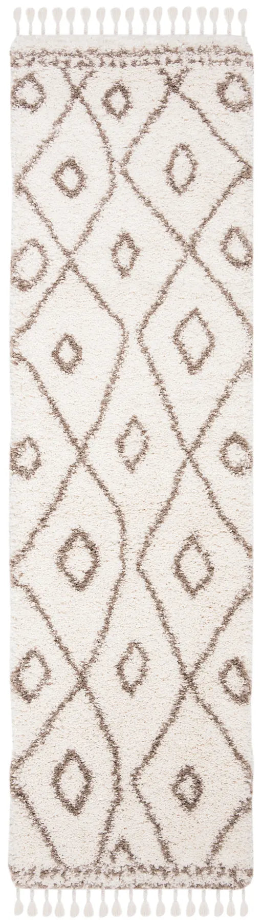 Safavieh Moroccan Fringe Shag 2'-2" x 8'-0" Rug in Ivory / Beige