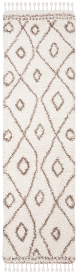Safavieh Moroccan Fringe Shag 2'-2" x 8'-0" Rug in Ivory / Beige