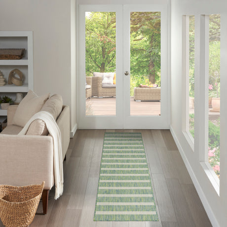 Nourison Positano POS03 Machine Made Blue, Green, Ivory Rug