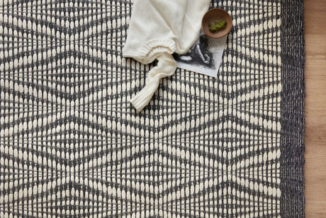 Loloi Kenzie Knz-01 Ivory/Charcoal Rugs - styled aerial 1