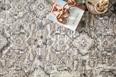Loloi Theory Thy-03 Natural/Grey Rugs - styled aerial 1