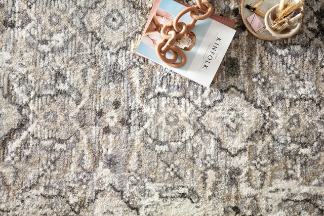 Loloi Theory Thy-03 Natural/Grey Rugs - styled aerial 1