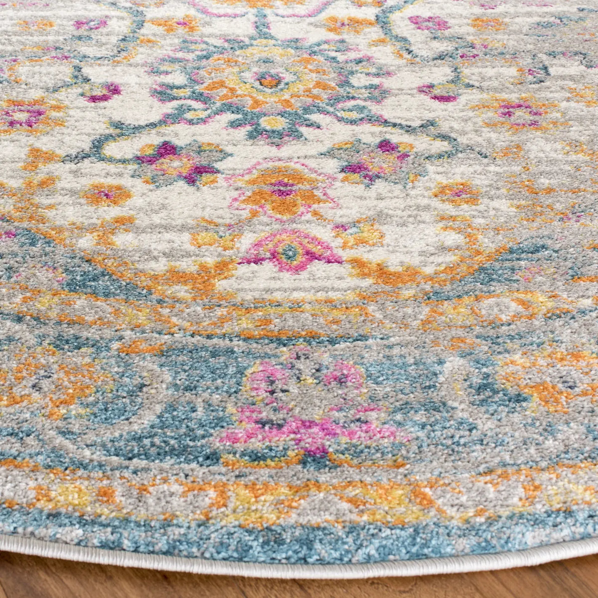 Safavieh Madison 6'-7" x 6'-7" Rug in Light Grey / Fuchsia