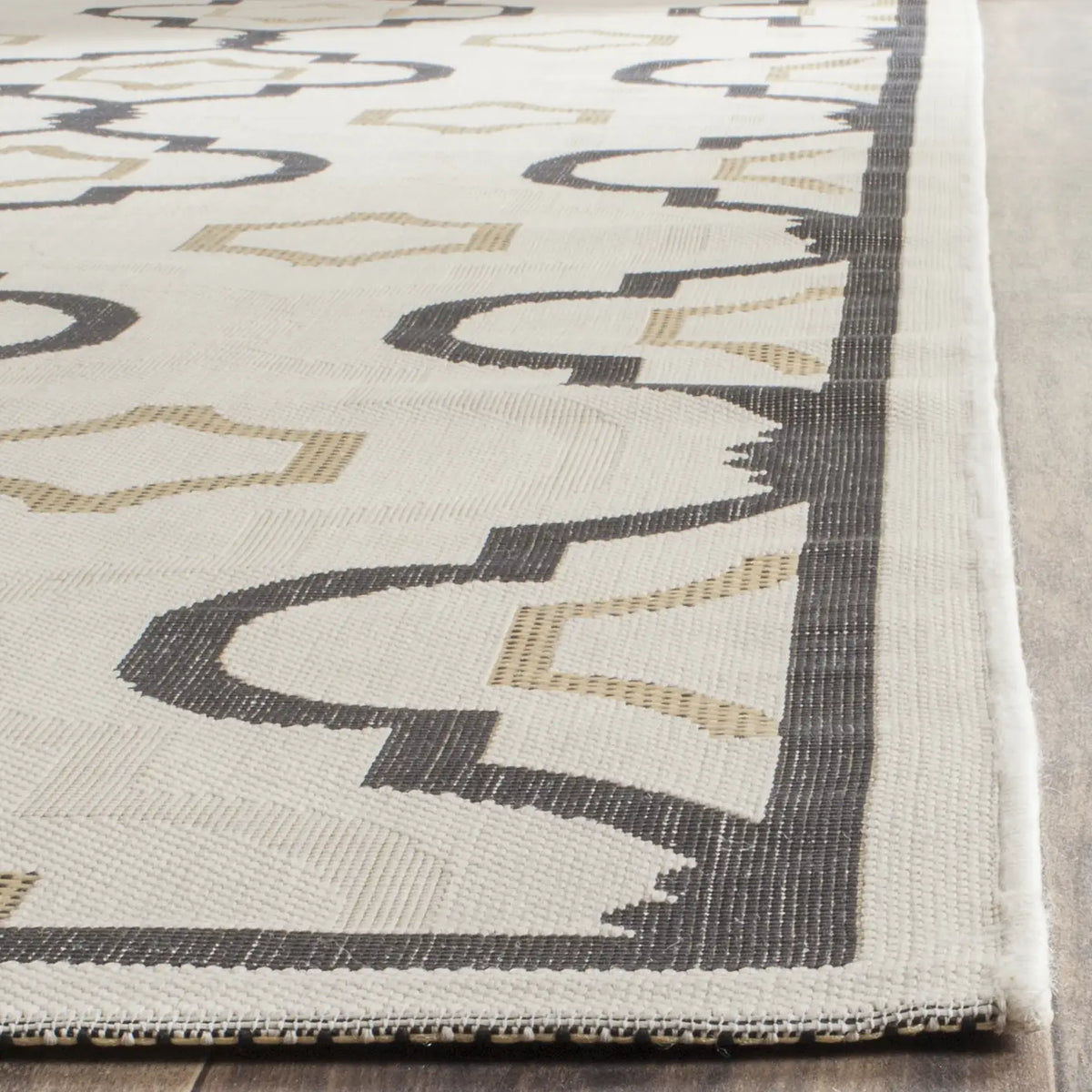 Safavieh Courtyard 6'-7" x 9'-6" Rug in Beige / Black