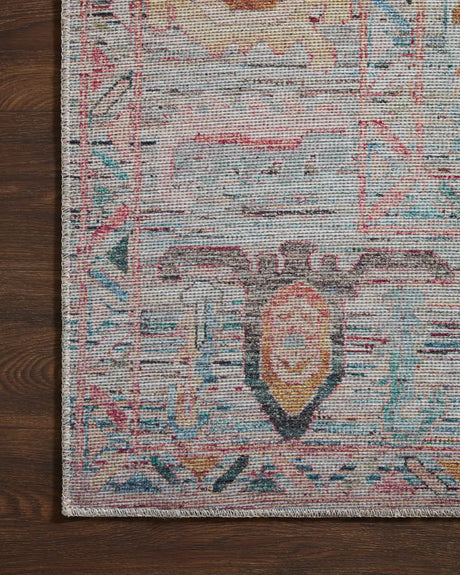 Loloi Elysium Ely-05 Multi/Fiesta Rug - corner on wood
