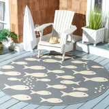 Safavieh Courtyard 5'-3" x 5'-3" Rug in Dark Grey / Beige