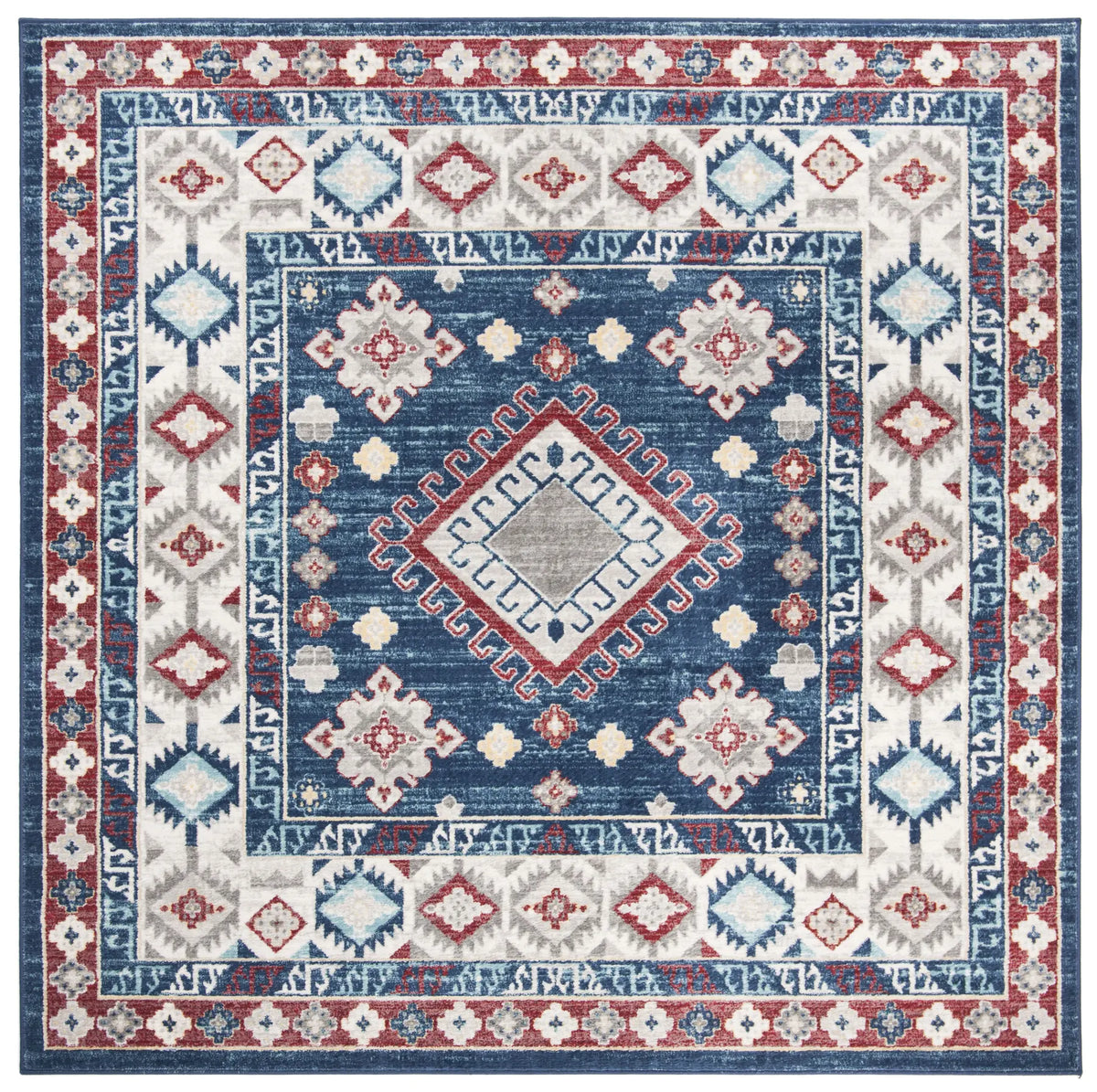 Safavieh Kazak 100 6'-7" x 6'-7" Rug in Navy / Red