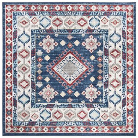 Safavieh Kazak 100 6'-7" x 6'-7" Rug in Navy / Red